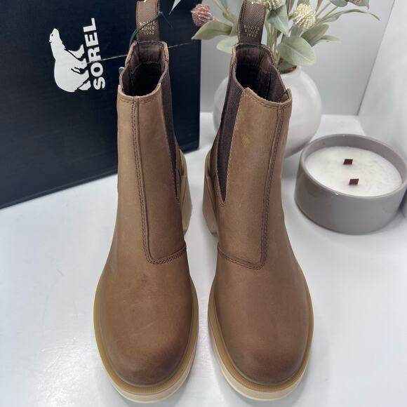 New Sorel Hi-Line Chelsea Heel Boots Umber, Ceramic NL4874-261 Women 7 NWB - Picture 5 of 11
